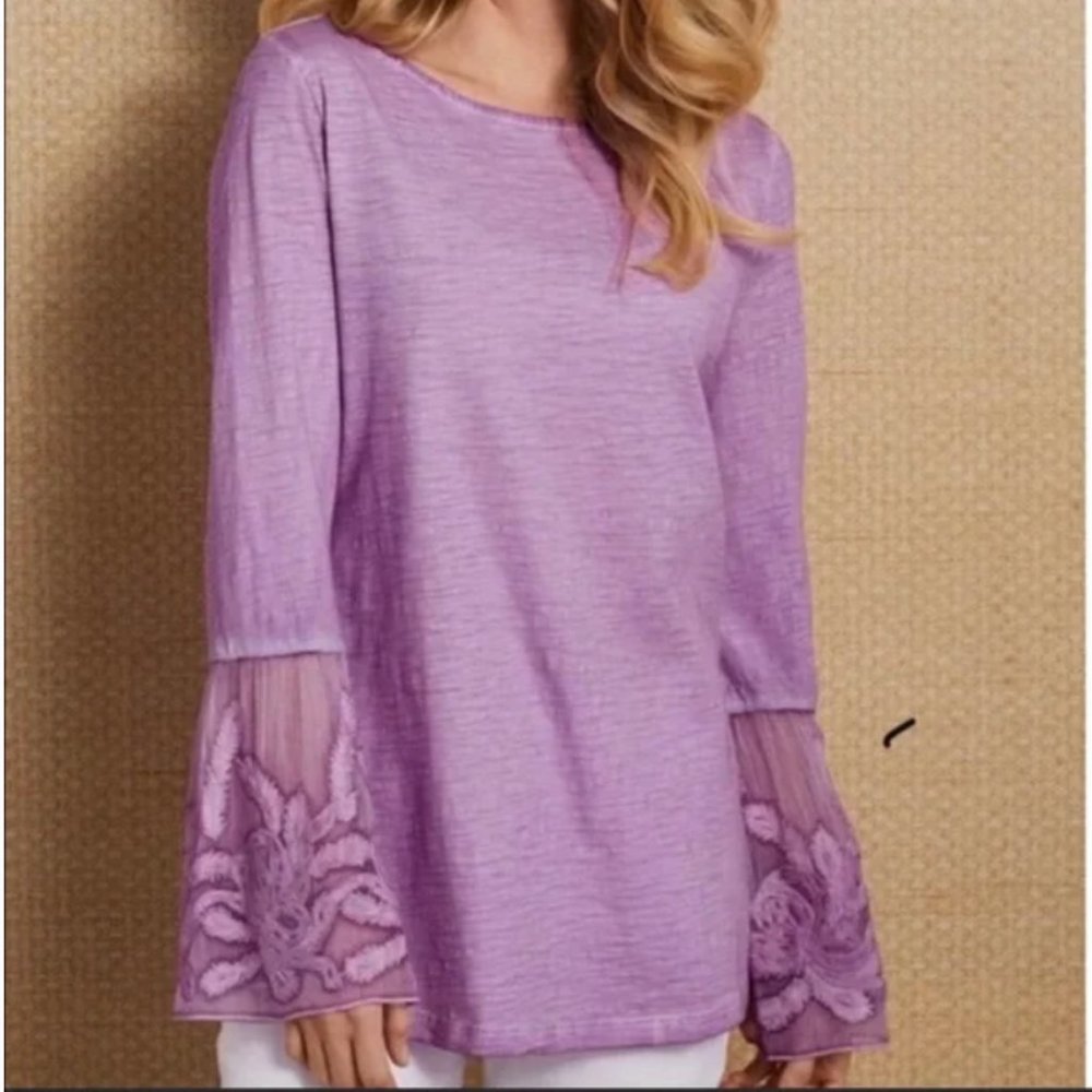 Soft Surroundings Lavender Boho Bell Sleeve Tunic - Large